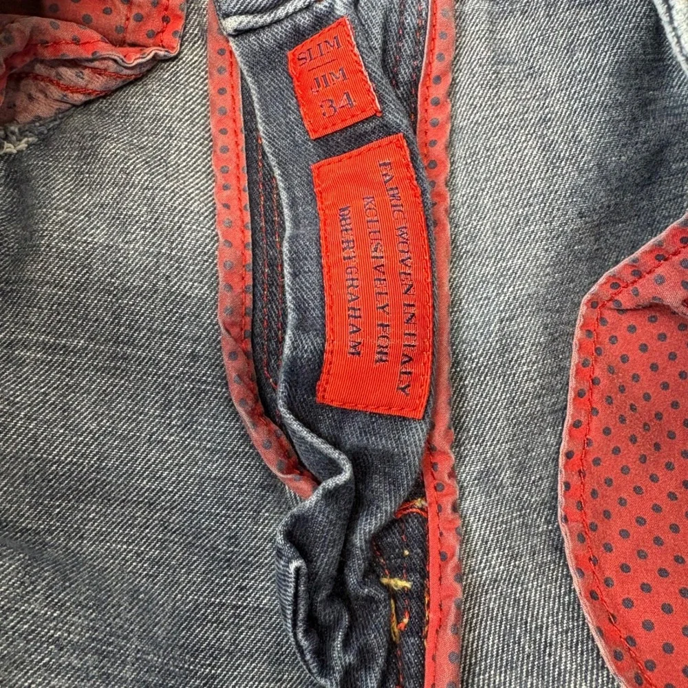 Robert Graham Slim Jim Mens 34 Italian Denim Jeans 100% Cotton Medium Wash